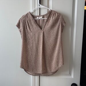 Fun 2 Fun Tan Patterned Blouse